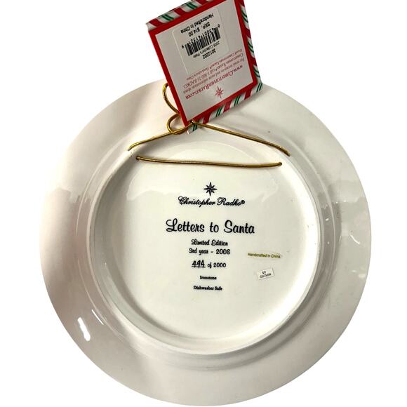 Christopher Radko “Letters To Santa” 2008 Collectors Plate-New in Box - Picture 3 of 7